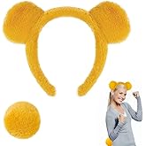 ZSPERKLA Bear Costume Set - Yellow Bear Ears Headband and Tail for Halloween Fancy Dress Cosplay Party Supplies