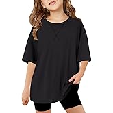 LNKQA Girls Short Sleeve T Shirts Kids Summer Tops Oversized Crewneck Tees 5-14 Yeas