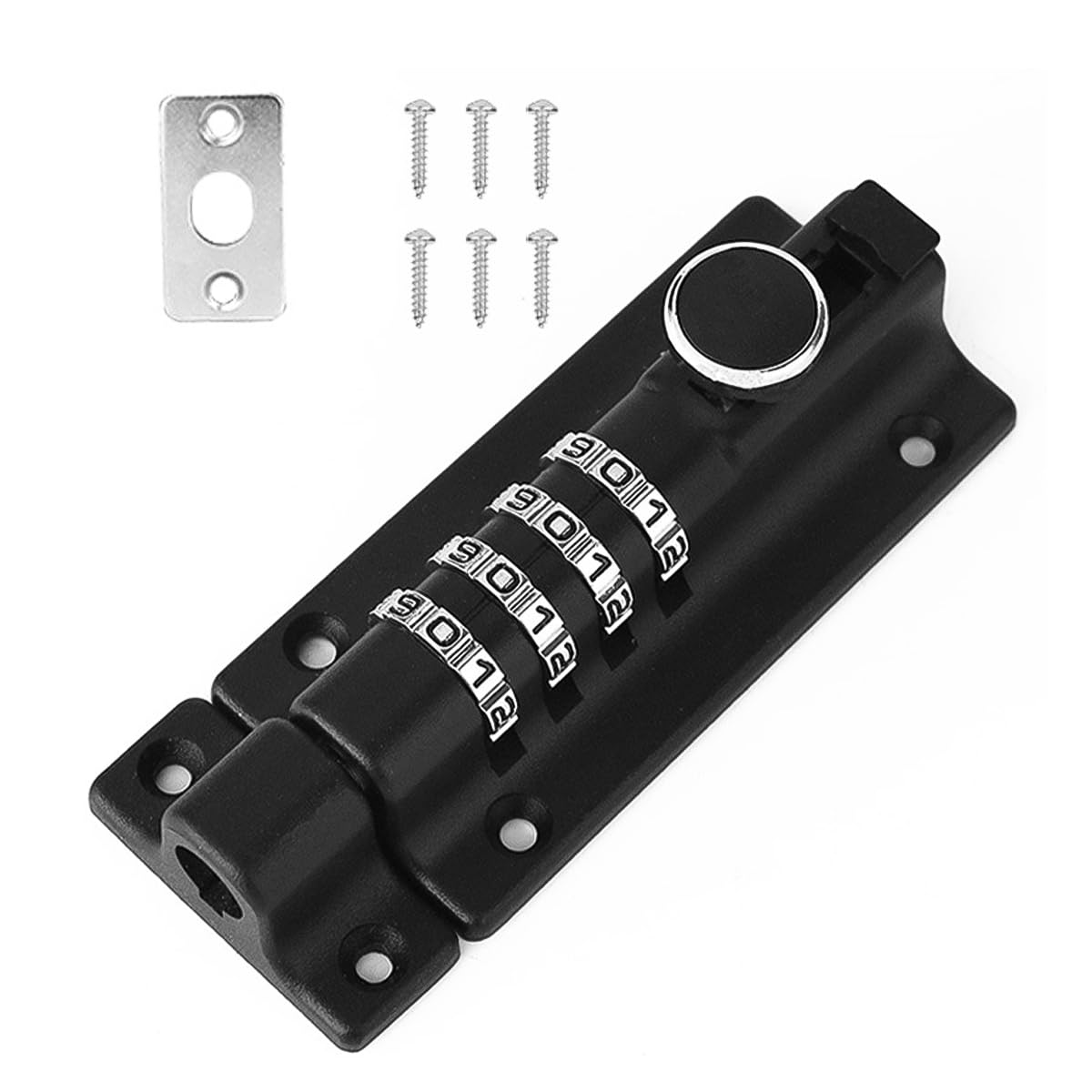 Alnicov Stainless Steel Combination Locking Bolt 4 Digit Sliding Lockable Padbolt 120mm with Anti-Tamper Screws Security Keyless Latch Bolt Lock