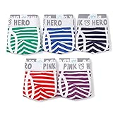 Voberry 5PC Pink Heroes Mens Sexy Boxer Briefs Cotton Striped Underwear Shorts Soft Underpants (L)