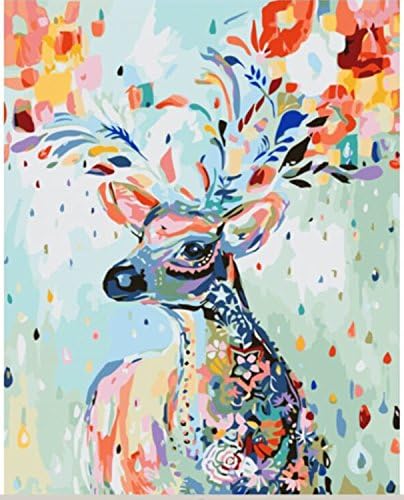 YXQSED Framless Paint by Numbers Kits for Adults Children Seniors Junior Beginner Acrylics Diy oil Painting Kits - Painted Deer 16x20 inch