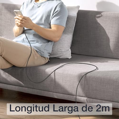 1HORA Cable USB C a USB C 3A 60W PD, 2M Paquete de 2, Tipo C a Tipo C Carga Rápida, Nylon Trenzado, Compatible con Samsung Galaxy S25/S24, IP17/16/15, iPad Pro 2024, MacBook Pro 2023, Android