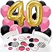 Chic 40th Birthday - Pink, Black and Gold - Confetti and Balloon Birthday Party Decorations - Combo Kit