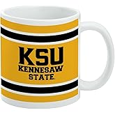 Kennesaw State KSU Stripes Ceramic Coffee Mug, Novelty Gift Mugs for Coffee, Tea and Hot Drinks, 11oz, White