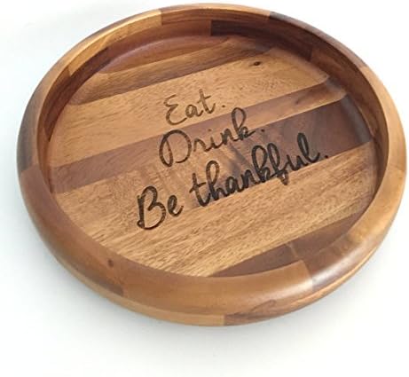 The Smart Baker Personalized Round Wood Serving Tray/Platter. Handmade of Acacia Wood - Large - Shower, Housewarming, Wedding Gift