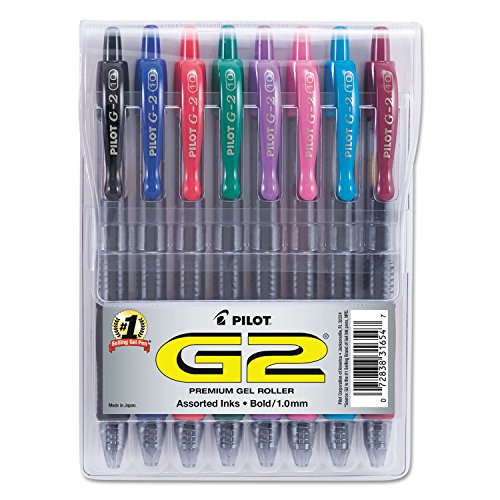 PILOT G2 Gel-Ink Pens, Bold Point (1.0mm), 1.0 Gel Pens, Assorted, 8-Pack