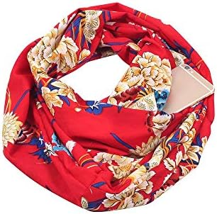 Hot!Fashion Women Scarves,BANAA Flower Pattern Scarf with Zipper Pocket Wrap Neck Scarves Casual Scarf Best Gifts