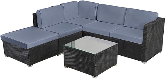 Panana Rattan Outdoor Garden Furniture Set 5 Seater Corner Sofa Lounge