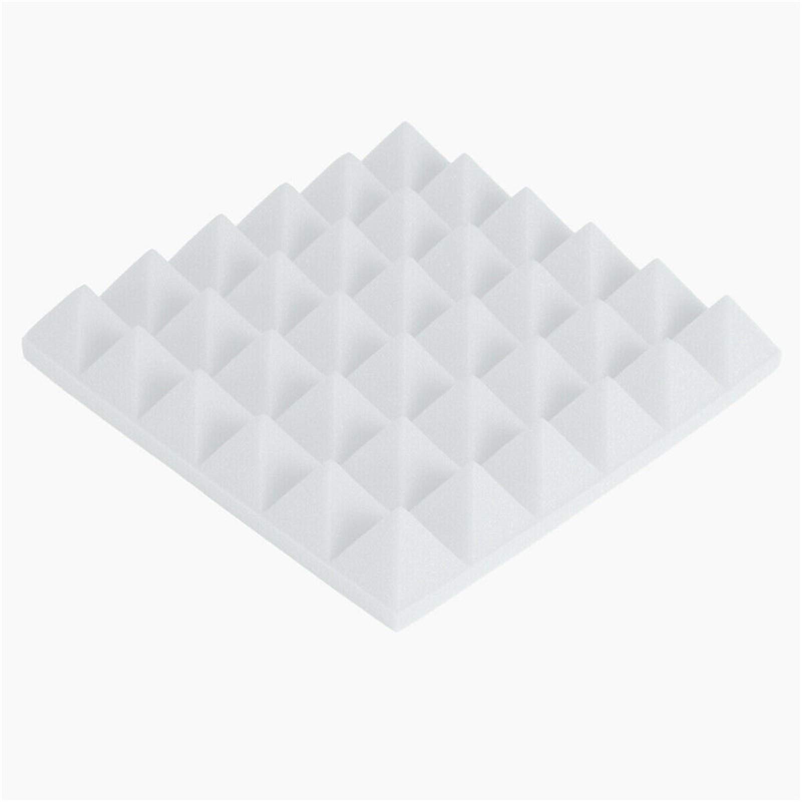 12pcs Acoustic Panels Sponge Sound Foam Pyramid Absorbing Sound proofing Foam 25 * 25 * 5CM (White)