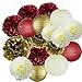Bridal Shower Christmas Xmas Decorations 18pcs Burgundy Cream Gold Birthday Decorations Tissue Paper Pom Pom and Paper Lanterns Photo Backdrop Wedding/Bachelorette Party Decorations