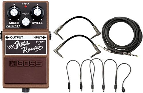 Boss FRV-1 '63 Fender Reverb Pedal w/ Daisy Chain Power Cable, 2 Patch Cables, and 1 Guitar Cable