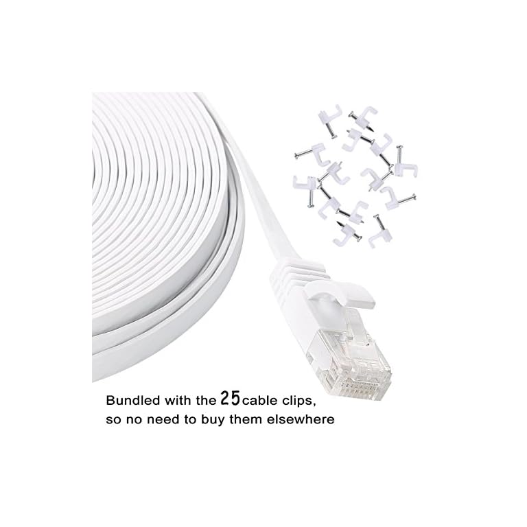 Cat 6 Flat Cable White Slim Long Network Cable Jadaol Fast