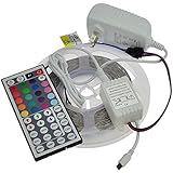 LEDwholesalers 12-Volt 16.4-ft RGB Color-Changing Kit with Controller and IR Remote, Power Supply, and LED Strip in White PCB, 2034RGB-R2+3369+3208