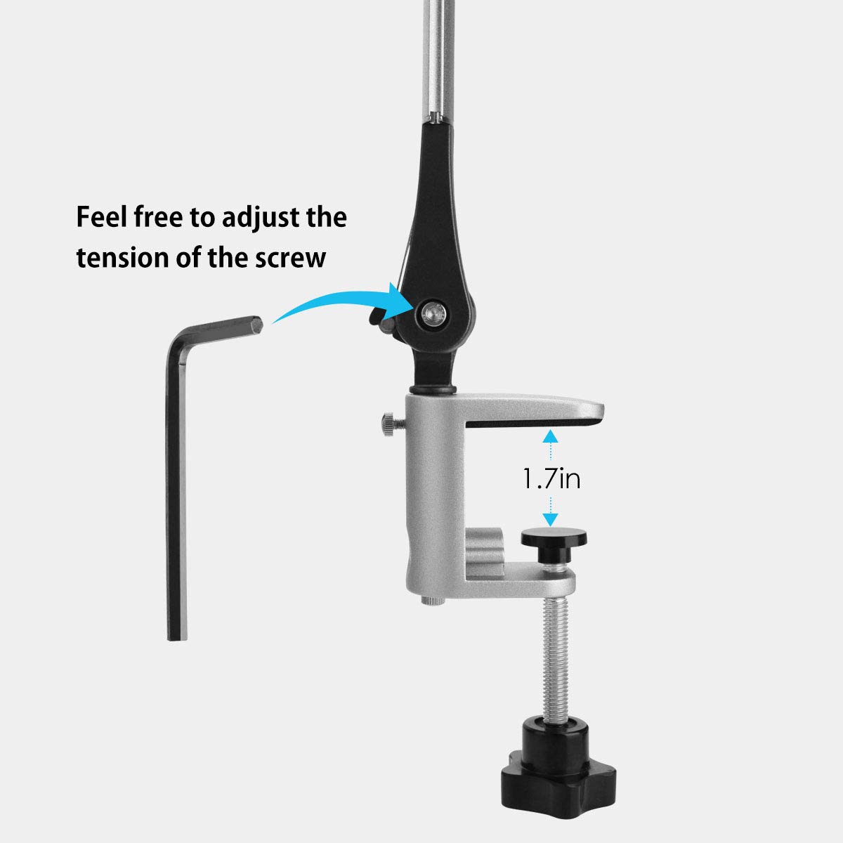 LED Desk Lamp, Joly Joy Dimmable Eye-Caring Swing Arm Lamps, 12W Full Metal Task Lamp with Clamp for Working Studying, 5 Color Modes, 5 Brightness Levels, Touch Control and Memory Function (Silver)