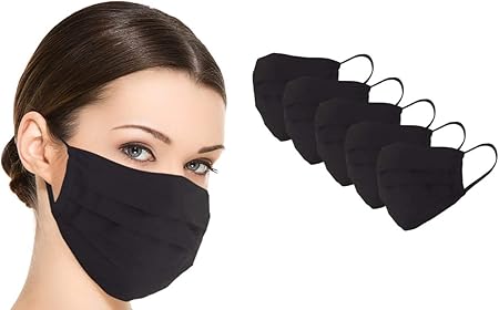 5 Pack Plain Colours Cotton Adult Reusable Face Mask Protection Washable Facial Skin Mouth Nose Shield Breathable Anti Smoke Pollution Bike Motorcycle Sport 5 Pack Black 5p1 Amazon Co Uk Sports Outdoors