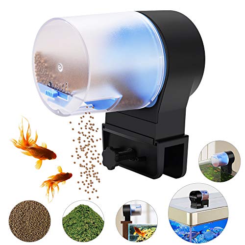 Automatic Fish Feeder Aquarium Tank Timer Feeder Vacation Auto Fish Feeder for Flakes Electric Automatic Turtle/Gold Fish for Weekend or Holiday with 2 Fish Food Dispensers