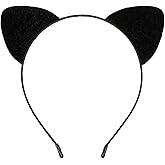 AIBFRID Black Cat Ear Headband for Women Halloween Cat Ear Hairband Furry Cat Ears Headbands Cute Cat Woman Ears Cosplay Costume Accessories