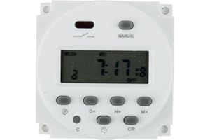 Digital Timer Switch DC 12V 16A LCD Programmable Relay with 16 On/Off Settings Weekly Auto Correction for Lamps Water Heaters