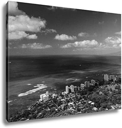 Ashley Canvas Honolulu And Mamala Bay, Wall Art Home Decor, Ready to Hang, Black/White, 16x20, AG6405637