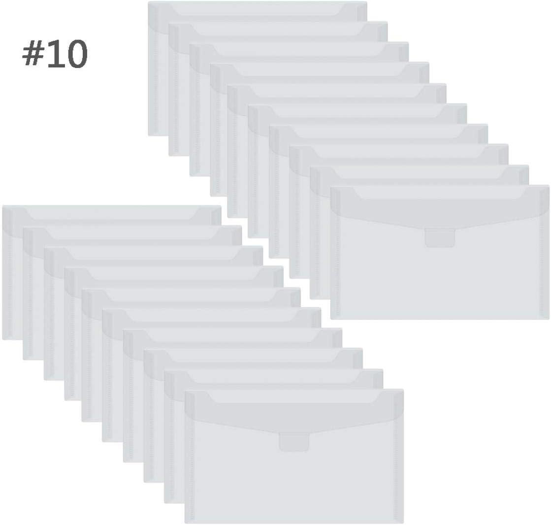 TIENO A5 Plastic Envelopes Insert Closure Clear Side Loading Folder Bill Receipt Pocket Booklet Wallet Storage 20PCS
