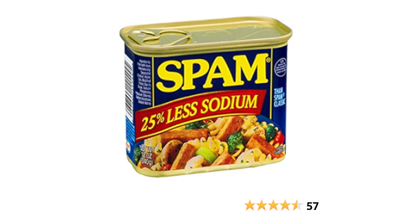 Amazon Com Spam Luncheon Meat 25 Less Sodium 12 Oz Pack Of 12 Packaged Spiced Hams Grocery Gourmet Food