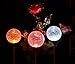 Solar Powered Crackle Glass Ball- 7 Color Changing Stake Lights- Set of 3- Weatherproof Design- Decorative Landscape Lamps- Wireless Outdoor LED Accent Lighting- Best Decor for Garden/Yard/Path (3)