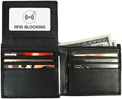 RFID Blocking Leather Wallet for Men - Excellent Travel Bifold - Credit Card Protector