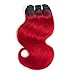 Peruvian Body Wave Omber Hair Bundles 4pcs 1b/Red Human Hair Weft 50g/Pcs Remy Human Virgin Hair Body Wave (1b/Red)
