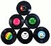 Vinyl Record Disc Coasters | Set of 6 with funny, colorful labels | Perfect for classic music lovers