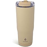 Manna Groove Stainless Steel Insulated Tumbler with Locking Tritan Lid and Flip-up Straw - 30 Oz - Dandelion Powder Coat