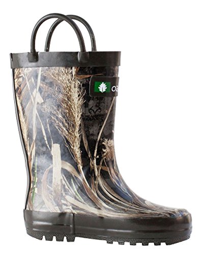 OAKI Kids Rubber Rain Boots with Easy-On Handles, Max-5 Camo, 5T