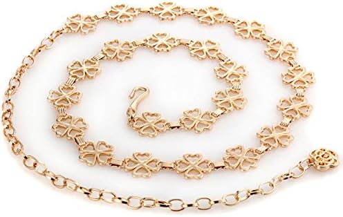 Ladies Simple wild Belt,Distribution Dress Decoration Belt Metal chain-Golden 102cm(40inch)