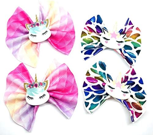 4 Stuck Girl S Fan Haar Alligator Bogen Clip S Bunte Einhorn Little Kids Zubehor Fur Kinder