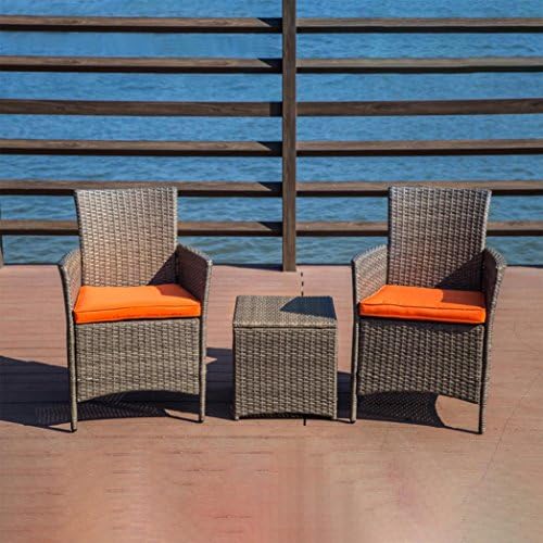 Jinjiin Home Outdoor Cane 2PC Chair+2PC Cushion+1PC Rattan Table Sofa Suit Wicker Patio Set Garden Lawn Sofa Furniture Seat Brown (brown)