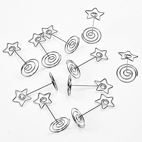 20 Pcs 85mm Tall Star Shape Metal Table Number Holder Stands for Weddings Party Gatherings, Place Card Holder,Photo/Picture Holder
