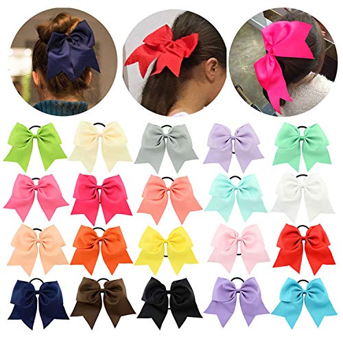 20 Pcs 8" Large Solid Bow Hairpin Girls Bows With Rope Hair Bows