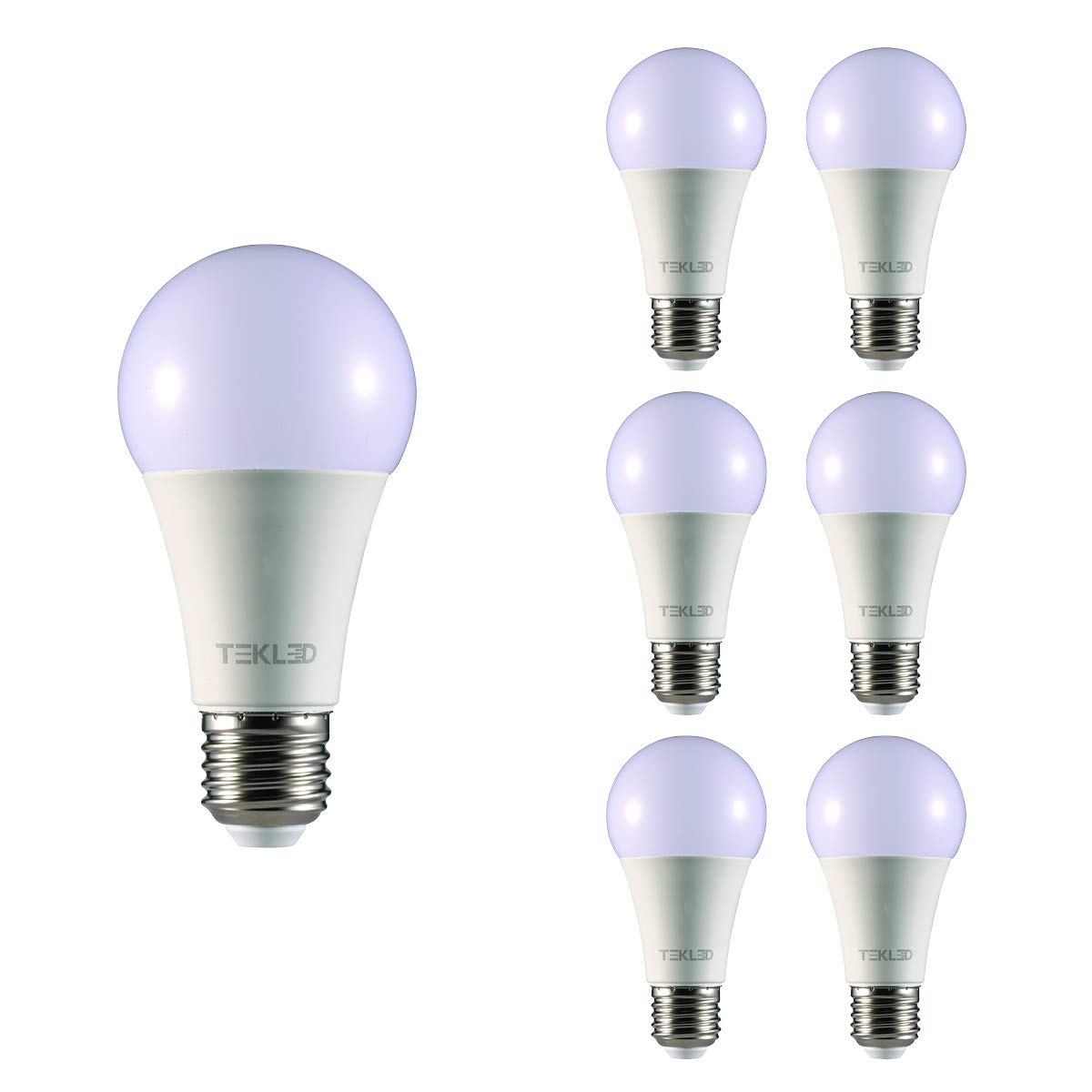 TEKLED® A60 LED Bulbs | E27 Edison Screw | Energy Saving 12W Light Bulb 100W Incandescent Bulb Equivalent | 4000K 1020LM NONDIMMABLE | 6-Pack | Cool White