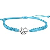 Sportybella Volleyball Charm Bracelet - Adjustable Charm Light Blue Bracelet with Volleyball Charm - Gift for Female Volleyball Players and Teams