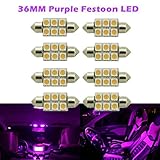 Partsam 8PCS 36mm Festoon 6 SMD LED Bulbs for Car Interior Map Dome Lights, Purple