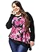 uxcell Women Plus Size Floral Prints Irregular Hem Tiered Tunic Top 2X Black