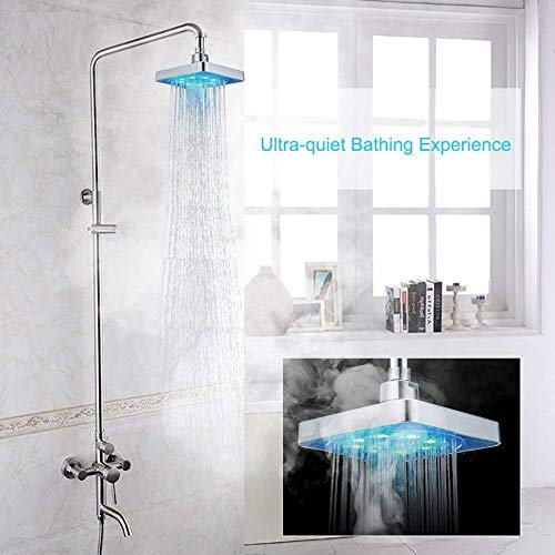 DELIPOP Shower Head 3 Colors Changing LED Showerhead Bathroom Rainfall
