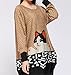Cute Cartoon Cat Printed Women Long Sleeve Round Neck Loose Knitwear Tops Blouse