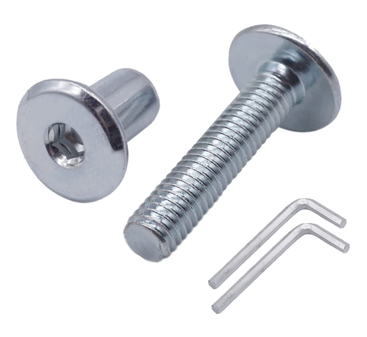 (Pack of 30 pcs) Zinc Plated Steel Joint Connector Bolts M6 x 25 mm With Nuts, Furniture Connector Bolt, Hex Allen Screws (30, M6 x 25 mm (With Nuts)
