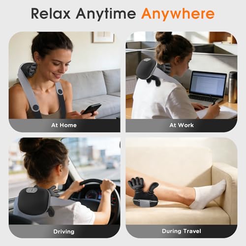 Neck Massager With Heat,Bionic Heated Massager,Shiatsu Deep Kneading for Shoulder, Back & Leg,Back Massager for Home,Travel,Office Use