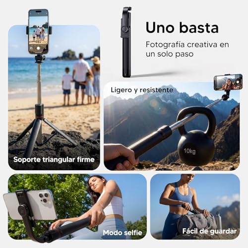 170cm Trípode Bluetooth con Luz de Relleno, Palito Selfie Plegable y Portátil para Viaje, Soporte Extensible para Transmisión en Vivo, Videollamadas y Fotos, Compatible con Todos los Teléfonos Móviles