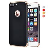 iPhone 7 Plus Case, VANSIN 3 In 1 Ultra Thin and Slim Hard Case Coated Non Slip Matte Surface with Electroplate Frame for Apple iPhone 7 Plus (5.5')(2016) -- Black & Gold