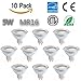 Energy-SL Waterproof Glass Cover MR16 LED 5W(50W Halogen Bulbs Equivalent Replacement) Recessed Downlight LED Light Bulbs 12V 4200K Daylight White CRI 80+ 450 Lumen LED Spotlight Pack of 10