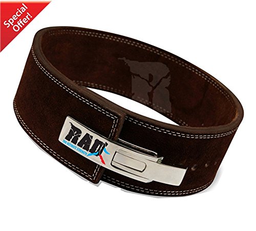 RAD Nubuck Leather Weight Lifting Lever Pro Belt Back Support Gym Training Brown New
