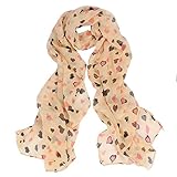 Datework Womens Love Heart Soft Long Shawl Scarf (Beige)