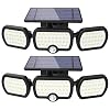 Solar Lights Outdoor 3 Heads, JESLED 80 LED Solar Motion Sensor Beveiligingslamp, IP65 Waterdichte Duurzame Zonne…